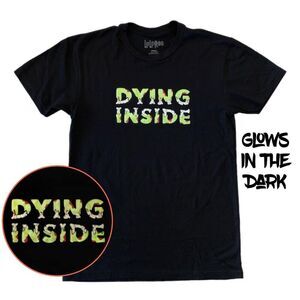 NEW M LuLaRoe Rocker T Short Sleeve Top "Dying Inside" Glow Dark Black Shirt